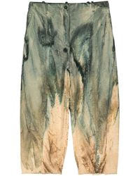 Masnada - Tie-dye Cropped Cotton Trousers - Lyst