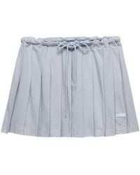 Prada - Piqué Pleated Mini-Skirt - Lyst