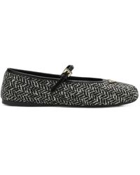 Prada - Chevron-Pattern Buckle-Strap Ballet Flats - Lyst