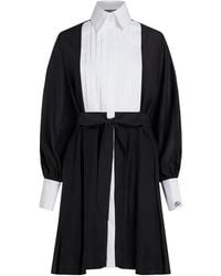 KARL LAGERFELD - Contrast Bib Shirt Dress - Lyst