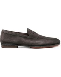 Santoni - Suede Penny Loafers - Lyst