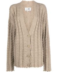 MM6 by Maison Martin Margiela - V-neck Cable-knit Cardigan - Lyst