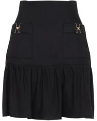 Elisabetta Franchi - Front-Pockets Ruffled Mini Skirt - Lyst