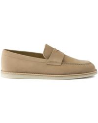 Prada - Bleached-Suede Loafers - Lyst