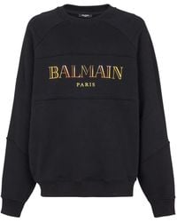 Balmain - Oversized Sweatshirt Met Borduurwerk - Lyst