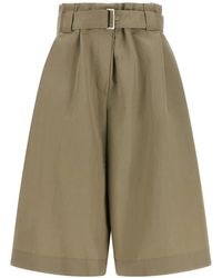 Brunello Cucinelli - Pantalones Cortos Con Cinturón - Lyst