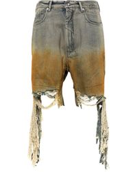 Rick Owens - Pantalones vaqueros cortos rasgados - Lyst