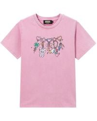 Mini Cream - Graphic-Print Bow-Detail T-Shirt - Lyst