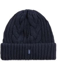 Woolrich - Beanie Mit Zopfmuster Und Geripptem Besatz - Lyst