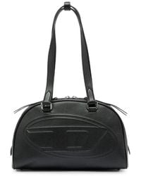DIESEL - 1Dr Dome Leather Boston Bag With Embossed Logo - Lyst