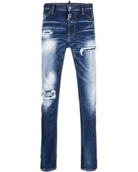 DSquared² - Regular Washed Denim Jeans With Wear - Lyst