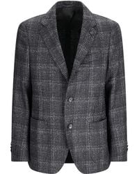 Lardini - Blazer Monopetto A Quadri - Lyst