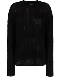 Etro - Logo-embroidered Cable-knit Jumper - Lyst