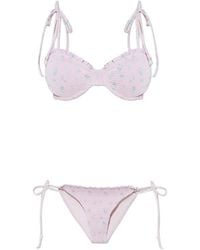 LoveShackFancy - Gerüschter Bikini Mit Blumen - Lyst