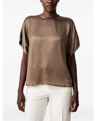 Sisley - Satin-Finish Short-Sleeve Blouse - Lyst