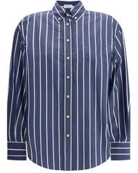 Brunello Cucinelli - Gestreifter Rock mit Knopfverschluss - Lyst