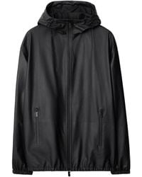 Burberry - Hooded Leather Jacket - Lyst