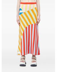 Sunnei - Striped Panelled Midi Skirt - Lyst