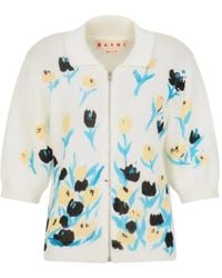 Marni - Cardigan Zippé À Fleurs - Lyst
