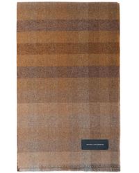 Piquadro - Check-Pattern Fringed Scarf - Lyst