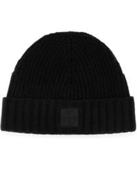 Stone Island - Gerippte Beanie Mit Logo-Patch - Lyst