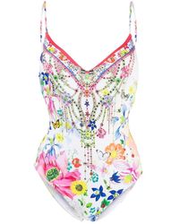 Camilla - Tie-back Floral-print Swimsuit - Lyst