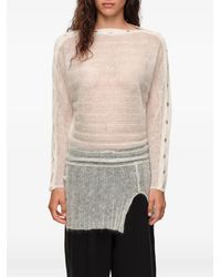 Bimba Y Lola - Ivory Ribbed Sweater With Batwing-Sleeves And Buttons - Lyst