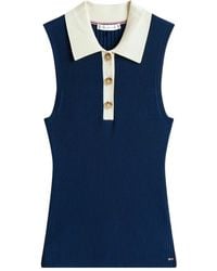 Tommy Hilfiger - Geribbelde Mouwloze Polotop - Lyst