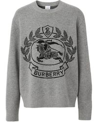 Burberry - Intarsien-Pullover mit Ritteremblem - Lyst