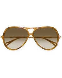 Chloé - Tortoiseshell-Effect Pilot-Frame Sunglasses - Lyst