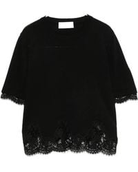 ERMANNO FIRENZE - Short-Sleeve Lace-Trim T-Shirt - Lyst