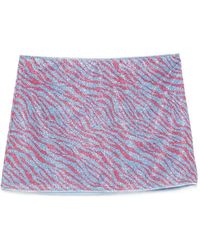 Oséree - Animalier Zebra-Print Mini Beach Skirt - Lyst