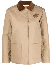 Sporty & Rich - Logo-Embroidered Diamond-Quilted Jacket - Lyst