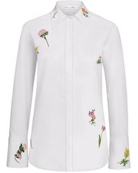 Oscar de la Renta - Beaded Floral-Embroidered Blouse - Lyst
