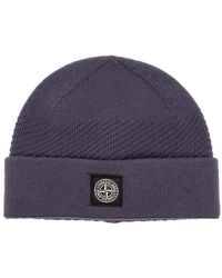 Stone Island - Logo-Patch Ribbed-Knit Beanie - Lyst