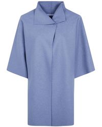 Harris Wharf London - Asymmetric-Collar Short-Sleeve Coat - Lyst