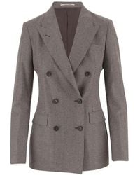 Tagliatore - Double-Breasted Micro-Check Blazer - Lyst