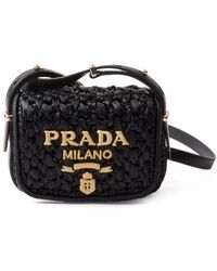 Prada - Logo-Embroidered Interwoven Shoulder Bag - Lyst
