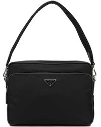 Prada - Re-Nylon Schoudertas Met Logoplakkaat - Lyst