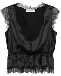 Franchise - Haut Lisete En Satin De Soie Bordé De Dentelle - Lyst