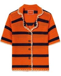 La DoubleJ - Cerere Gehaakte Gestreepte Blouse - Lyst