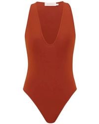 Zimmermann - Luna Plunging V-Neck Bodysuit - Lyst