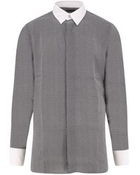 Tom Ford - Graphic Sharkskin Print New Fluid Collare And Cuff Contrast Shirt - Lyst