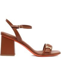 Santoni - Block-Heel Buckle-Detail Sandals - Lyst