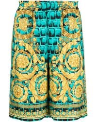 Versace - Baroccodile-Print Silk Shorts - Lyst