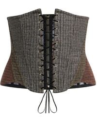 Etro - Wool Corset Belt With Houndstooth Motif - Lyst