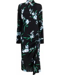N°21 - Ruched Floral-print Silk Dress - Lyst