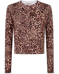 Twinset - Leopard-Print Button-Fastening Cardigan - Lyst