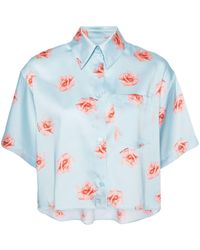 KENZO - Camisa corta con estampado de rosas - Lyst