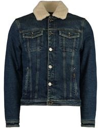 Moorer - Sheepskin-Trimmed Denim Jacket - Lyst